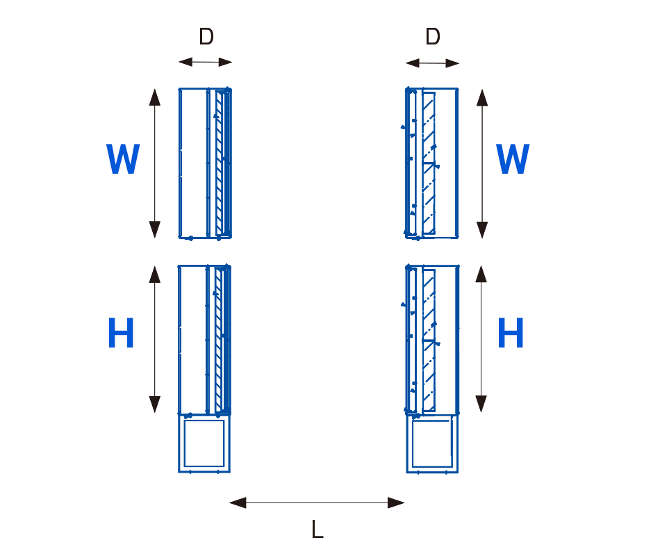 水平流・壁型・給気送風機外付け (PPHW) の場合